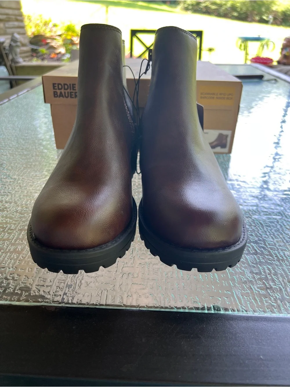 Eddie Bauer Size 8.5M Clea Double Side Zip Casual Womens Ankle Boots Dark Brown